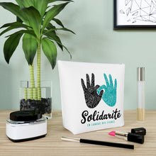 Charger l'image dans la galerie, Sac à cosmétiques blanc "Solidarité en langue des signes"