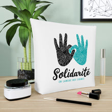 Charger l'image dans la galerie, Sac à cosmétiques blanc "Solidarité en langue des signes"