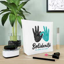 Charger l'image dans la galerie, Sac à cosmétiques blanc "Solidarité en langue des signes"