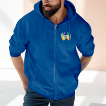 Charger l'image dans la galerie, Sweat à capuche unisexe zippé "Solidarité" en langue des signes