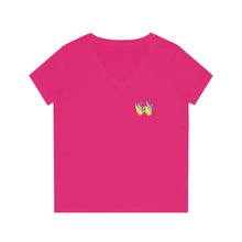 Charger l&#39;image dans la galerie, T-shirt à col V pour femme &quot;Solidarité&quot; en langue des signes

