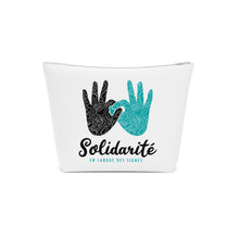 Charger l&#39;image dans la galerie, Sac à cosmétiques blanc &quot;Solidarité en langue des signes&quot;
