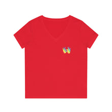 Charger l&#39;image dans la galerie, T-shirt à col V pour femme &quot;Solidarité&quot; en langue des signes

