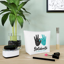 Charger l&#39;image dans la galerie, Sac à cosmétiques blanc &quot;Solidarité en langue des signes&quot;
