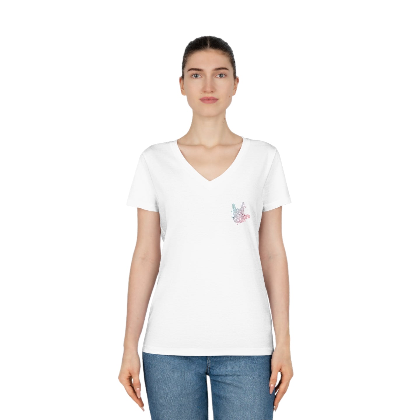 T-shirt à col V pour femme 
