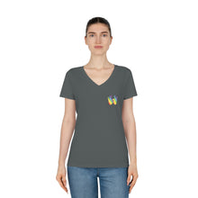 Charger l&#39;image dans la galerie, T-shirt à col V pour femme &quot;Solidarité&quot; en langue des signes

