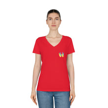 Charger l&#39;image dans la galerie, T-shirt à col V pour femme &quot;Solidarité&quot; en langue des signes
