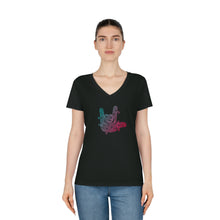 Charger l&#39;image dans la galerie, T-shirt à col V pour femme &quot;I love you&quot; en langue des signes 3
