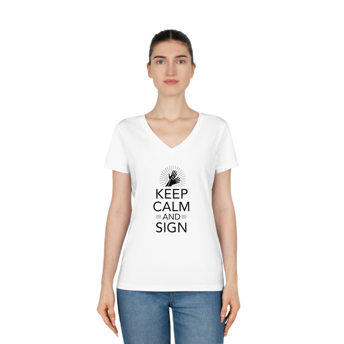 T-shirt à col V pour femme 