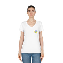 Charger l&#39;image dans la galerie, T-shirt à col V pour femme &quot;Solidarité&quot; en langue des signes
