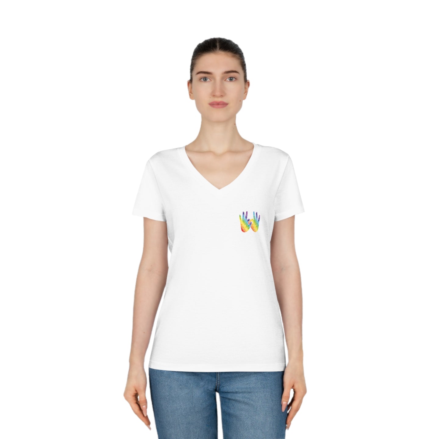 T-shirt à col V pour femme 