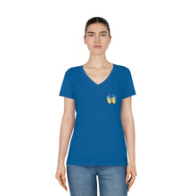 Charger l&#39;image dans la galerie, T-shirt à col V pour femme &quot;Solidarité&quot; en langue des signes
