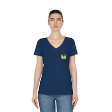 Charger l&#39;image dans la galerie, T-shirt à col V pour femme &quot;Solidarité&quot; en langue des signes

