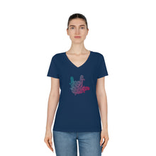 Charger l&#39;image dans la galerie, T-shirt à col V pour femme &quot;I love you&quot; en langue des signes 3
