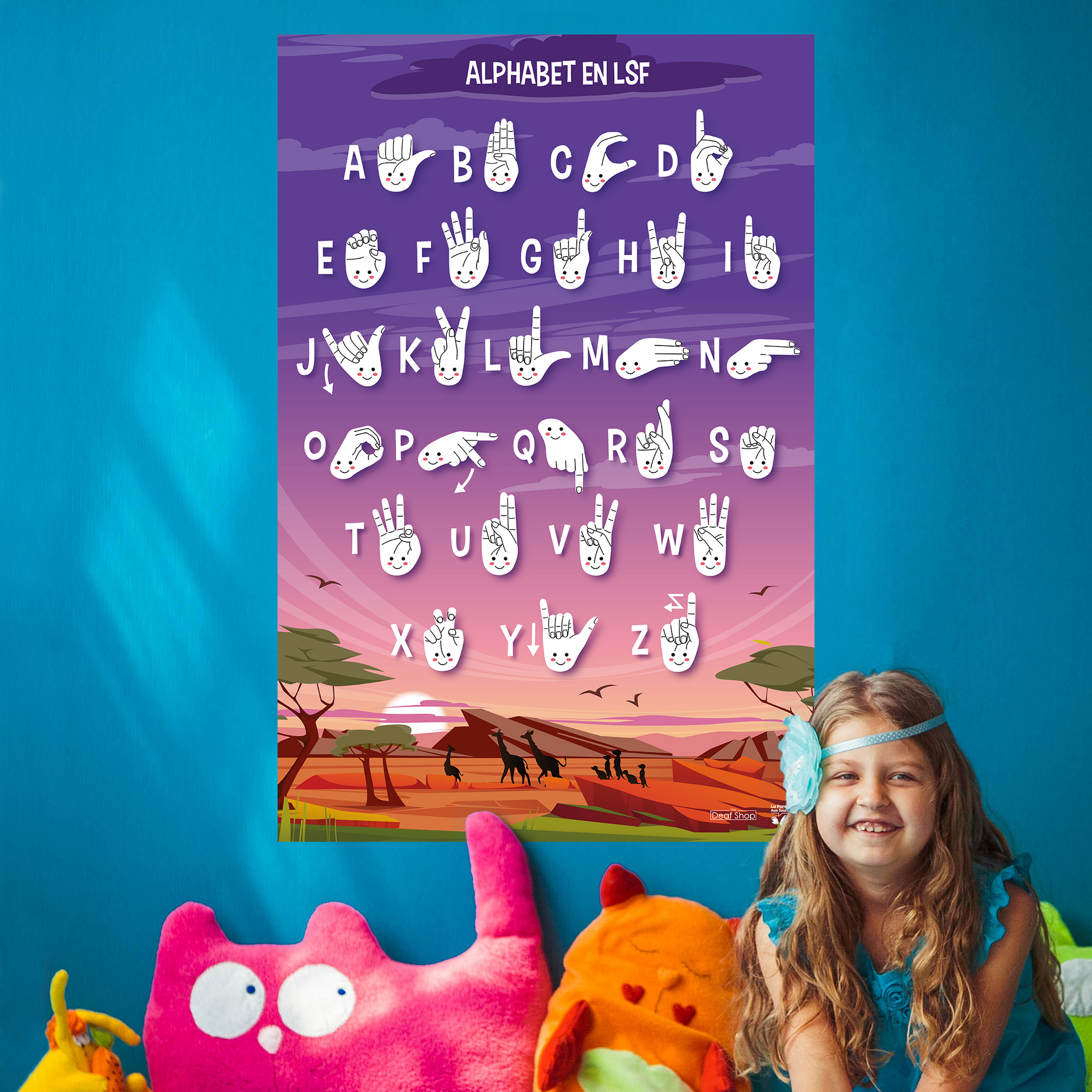 Affiche 2 - Alphabet en LSF pour enfants (Safari)